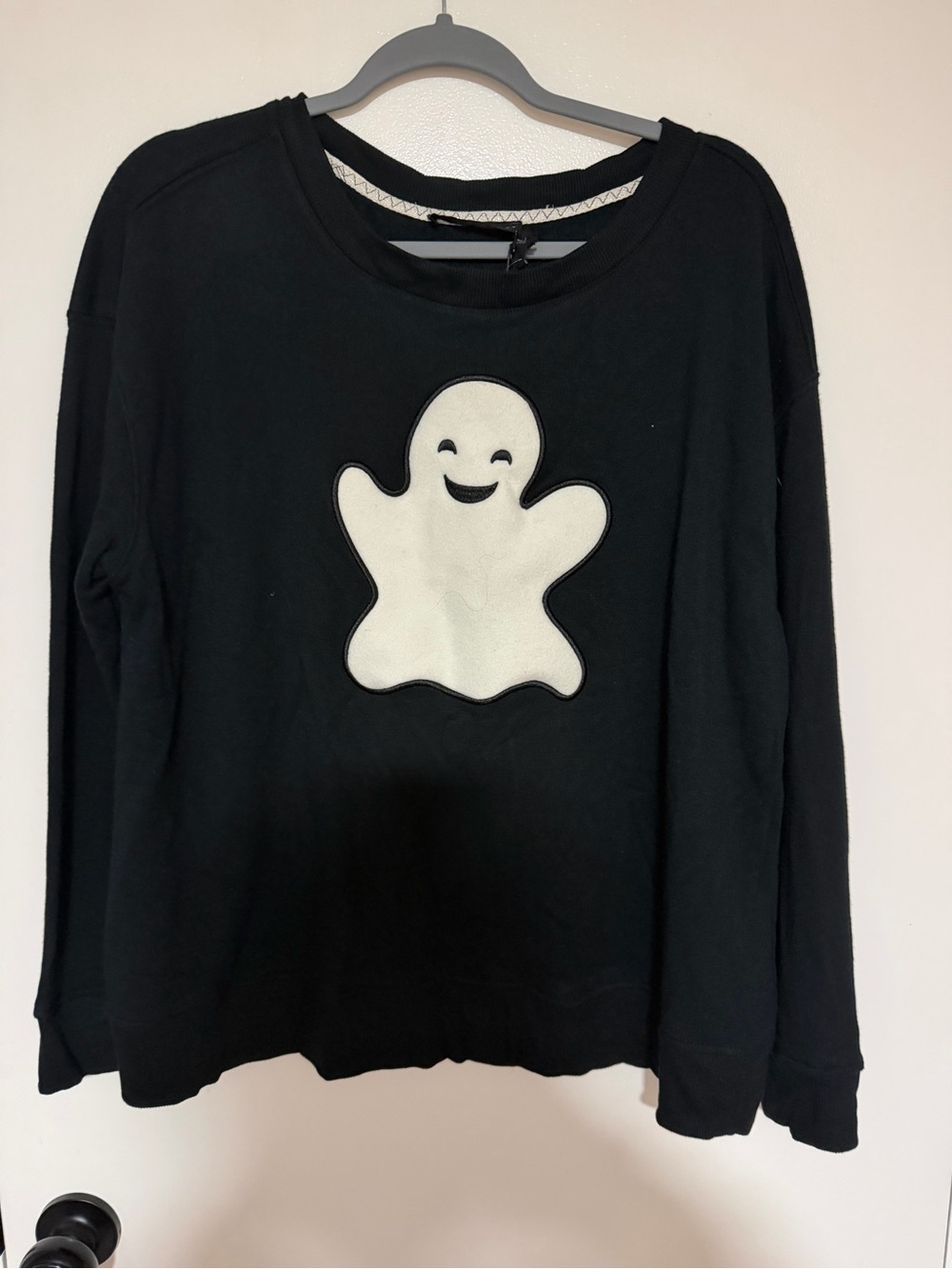 Jane and Delancey Black Sweatshirt with White Ghost Applique